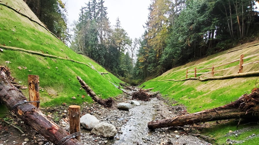 Ochrona przeciwerozyjna skarp wokół cieku wodnego