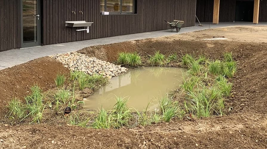 Siatka kokosowa w oczku ogrodowym