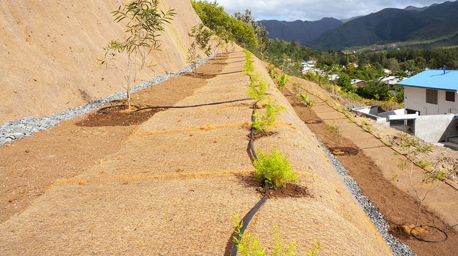 Połączenie maty kokosowej i stalowej siatki